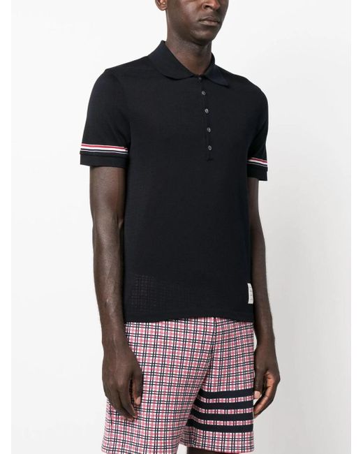 Thom Browne Poloshirt Met Rwb-Streep in het Black voor heren