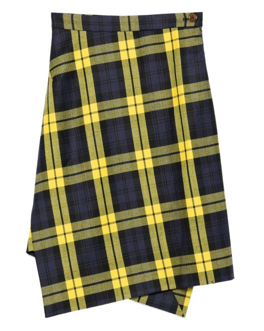 Vivienne Westwood Yellow Asymmetrischer Infinity Midirock Mit Check