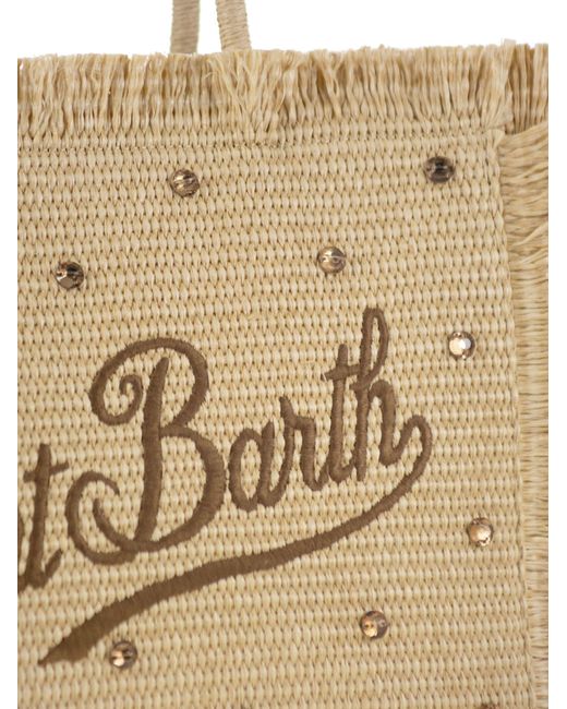 Mc2 Saint Barth Natural Vanity Straw Effect Shoulder Bag With Applied Rhinestones