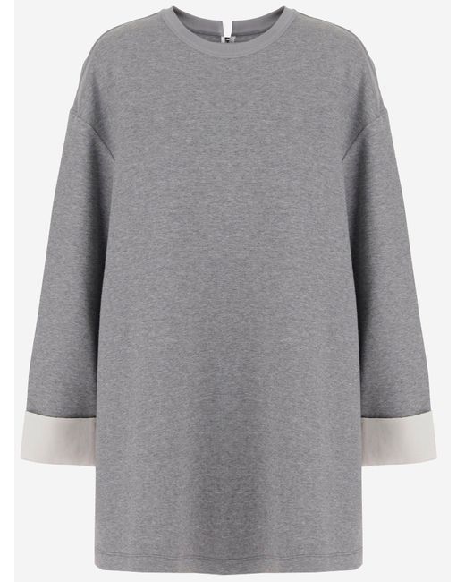 Carven Gray Cotton Blend Sweatshirt With Contrasting Cuffs