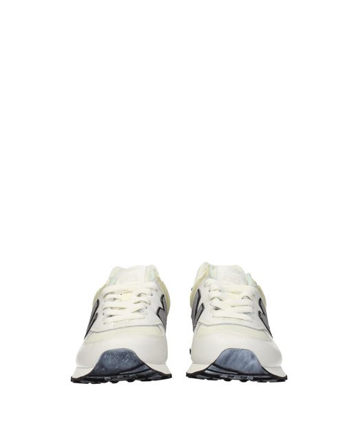 New Balance White Sneakers 574 Uomo Tessuto for men