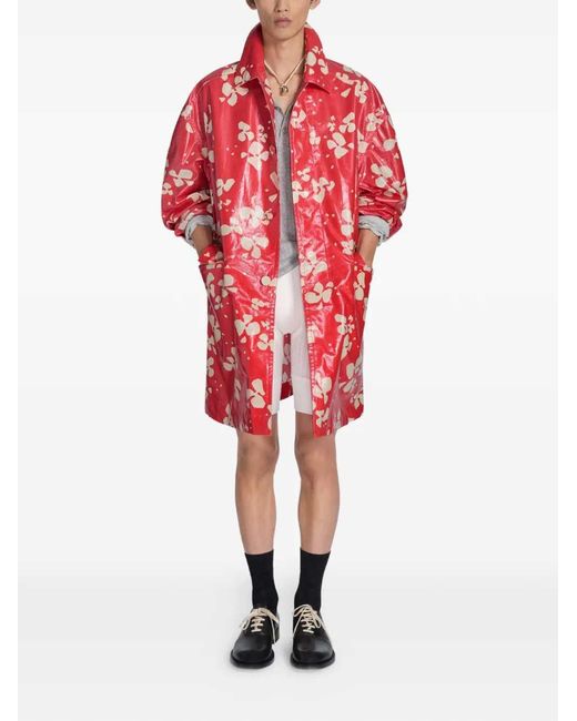 Dries Van Noten Pink Printed Coat for men