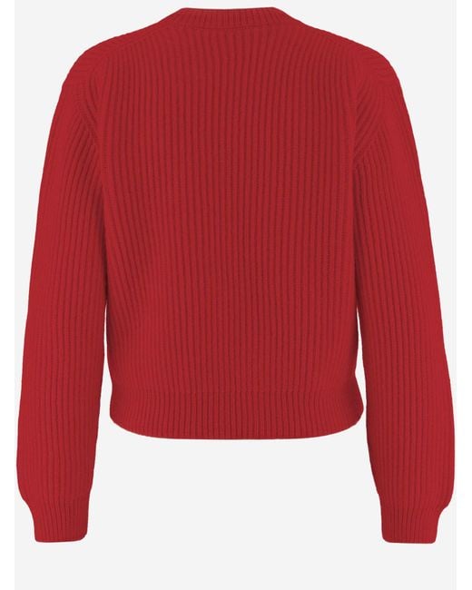 Jil Sander Red Wool Sweater