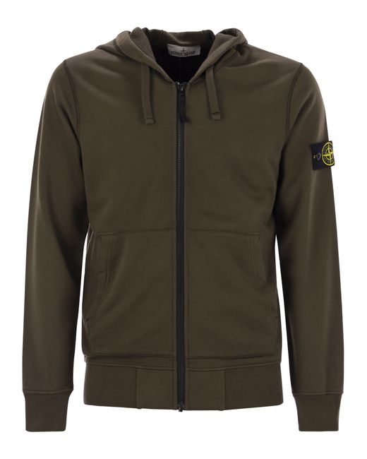 Stone Island Sweatshirt Met Zip En Drawstring Hood in het Green voor heren