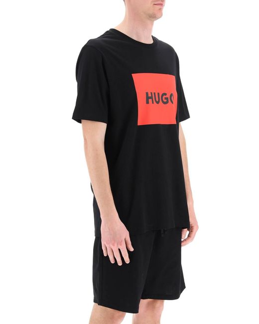 HUGO Black Dulive T Shirt With Logo Box for men