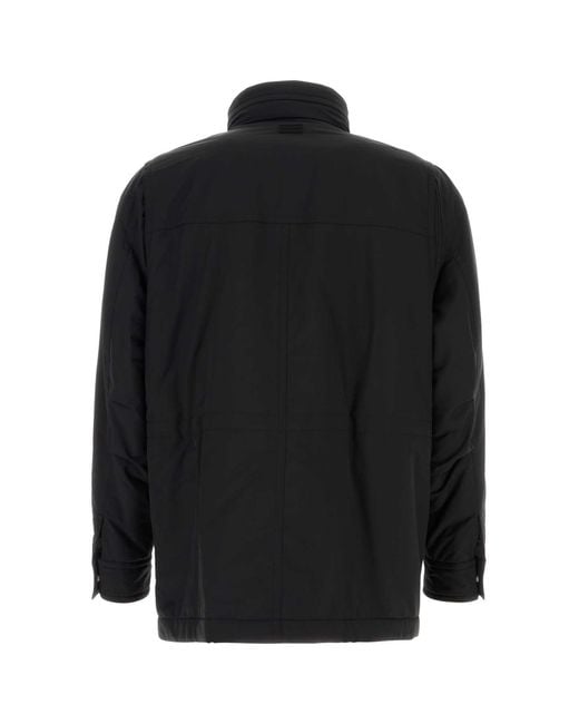 Ferragamo Black Wool Blend Padded Jacket for men