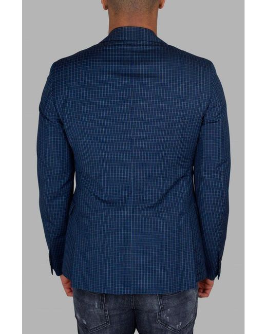 Prada Blue Checkered Wool-Mohair Jacket