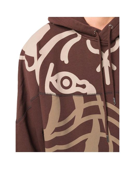 KENZO Brown Tiger-print Pullover Hoodie Sweatshirt for men