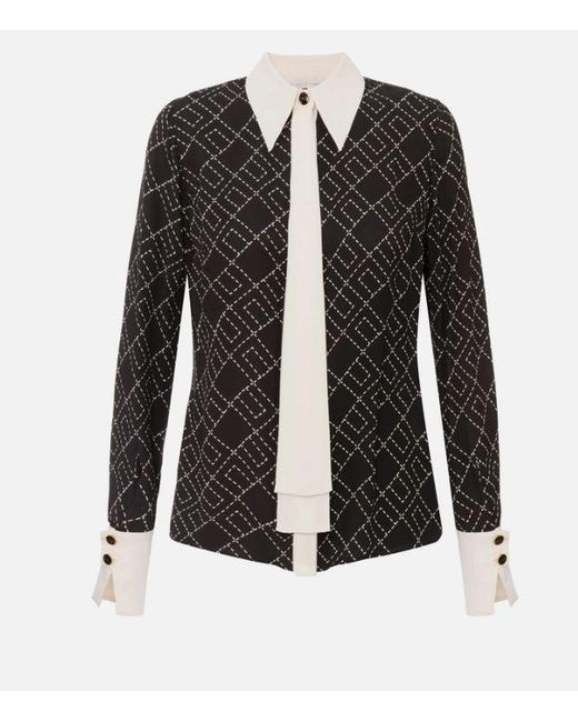 Elisabetta Franchi Elisabetta -franchi Two Tone Print Shirt in het Black