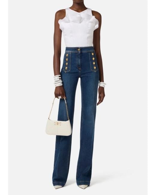 Elisabetta Franchi White Top With Ruffle