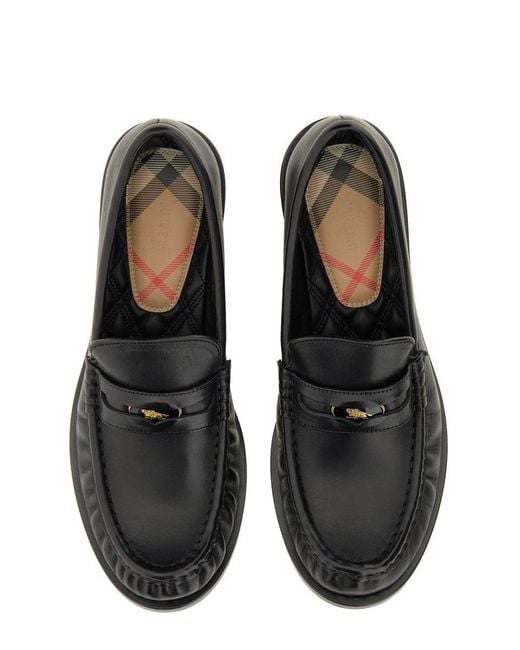 Burberry Black Cadet Grained Calf Leather Penny Loafers