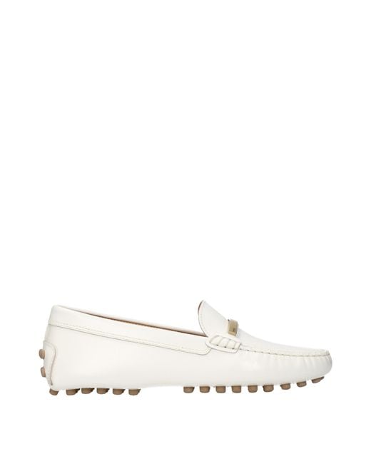 Tod's White Gommino Moccasins Leather