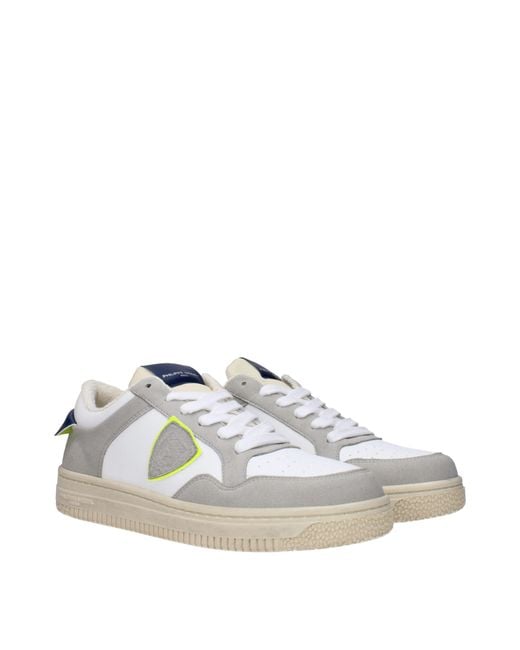 Philippe Model White Sneakers Lyon Uomo Pelle Bianco/Blu for men