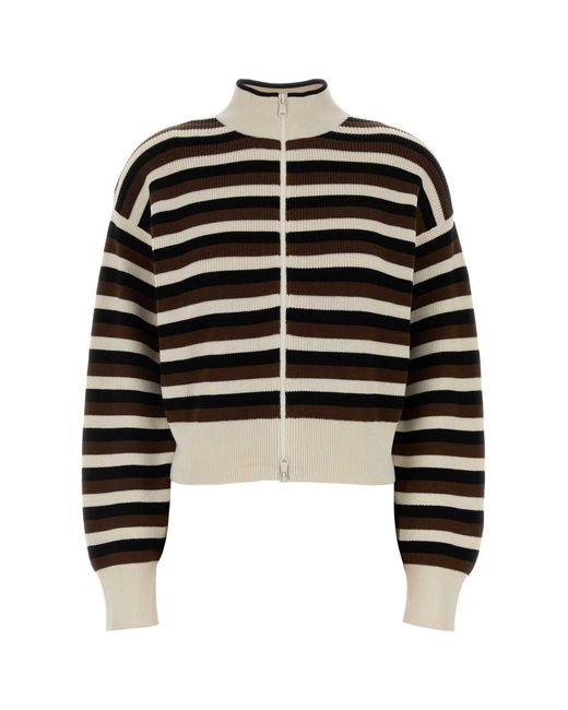 Brunello Cucinelli Black Stripes Mock Collar Sweater