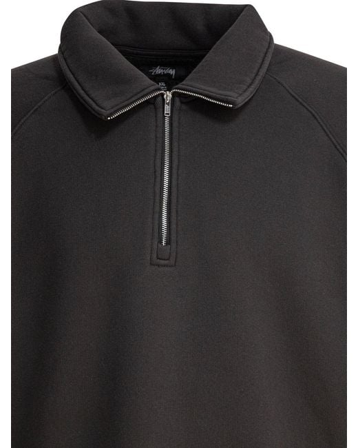 Stussy Gray Relaxed Half-Zip Sweatshirt for men
