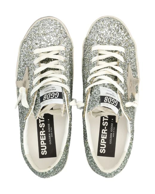 Golden Goose Deluxe Brand White Glitter Super-Star Sneakers