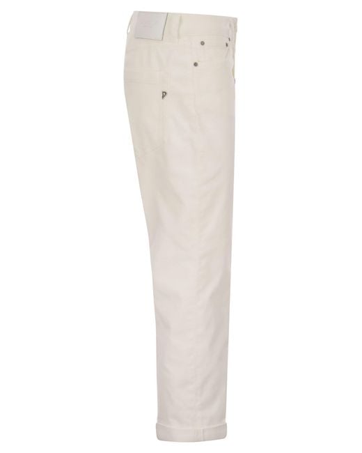 Dondup White Koons Multi Striped Velvet Trousers With Jewelled Buttons