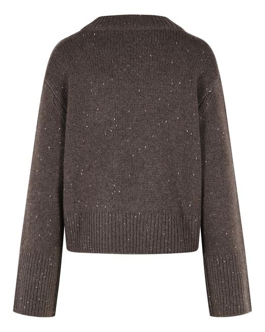Lisa Yang Gray 'Anella Sparkly' Cocoa Cashmere Sweater