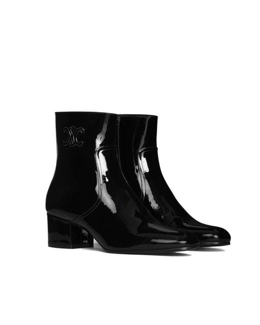 Céline Black Triomphe Zipped Leather Boots