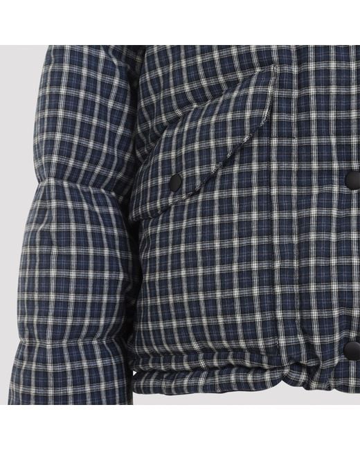 Miu Miu Blue Reversible Checked Down Jacket