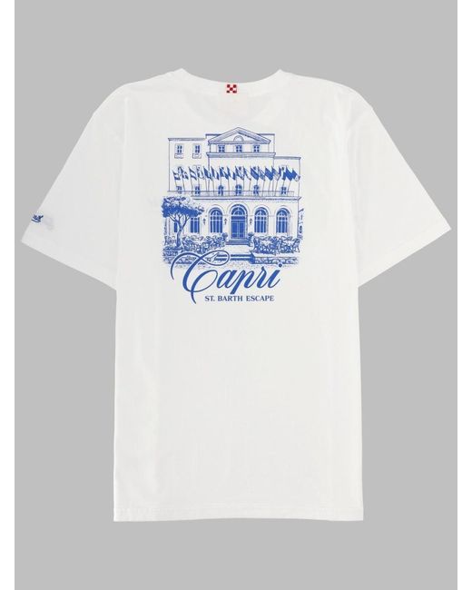 Mc2 Saint Barth White T Shirt Con Stampa