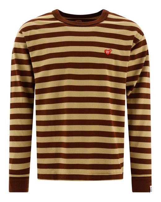 Human Made Brown Striped T Shirt for men