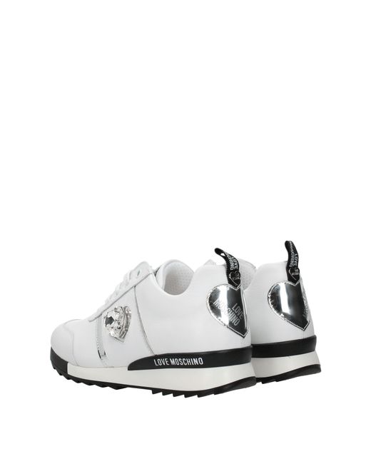 Love Moschino White Heart Jewel Accent Sneakers