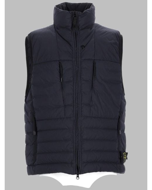Stone Island Blue Seamless Tunnel Nylon Blend Vest