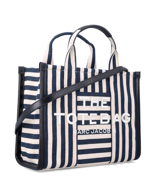 Marc Jacobs White The Stripe Canvas Medium Tote Bag