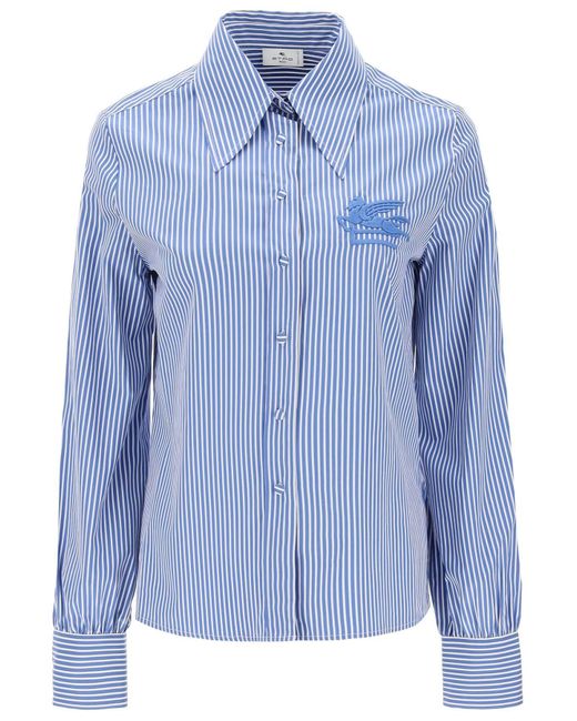 Etro Blue Striped Regular Fit Hemd