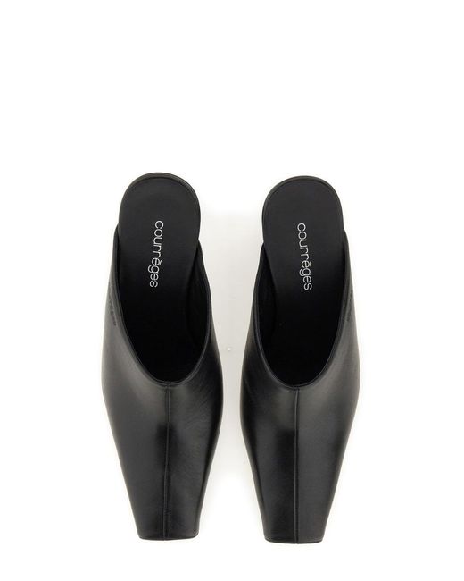 Courreges Black Pointed Toe Mules