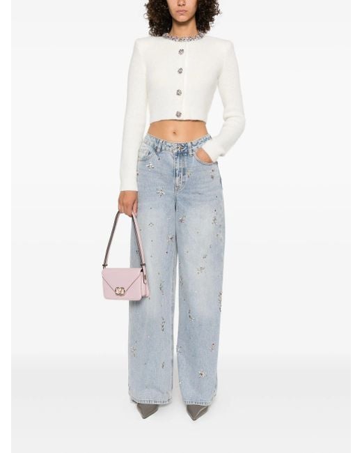 Self-Portrait White Cream Embellished Trim Cardigan