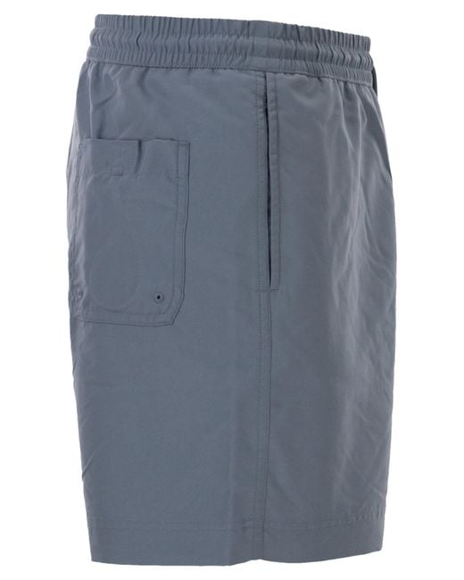 Carhartt Blue Beach Shorts With Logo