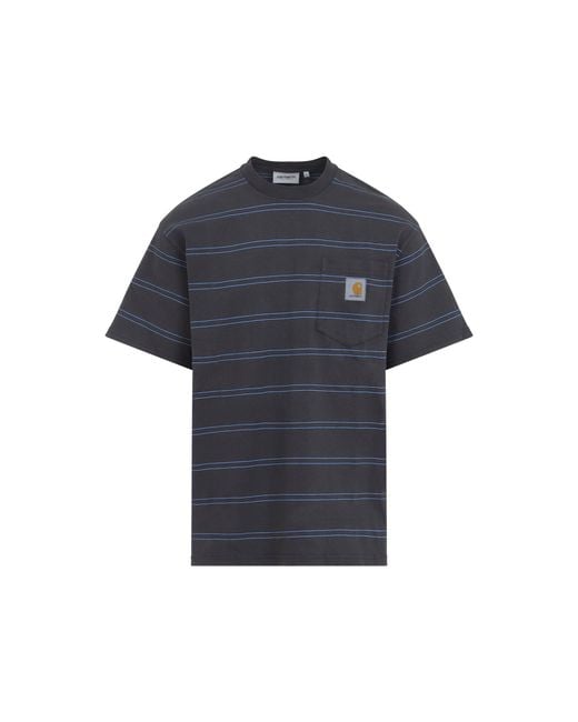 Carhartt Blue Stripe Graphite Cotton T-Shirt