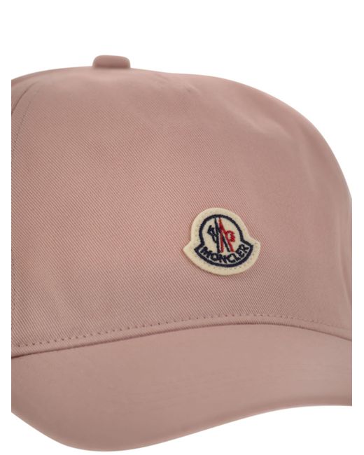 Baseball Cap con logo di Moncler in Pink