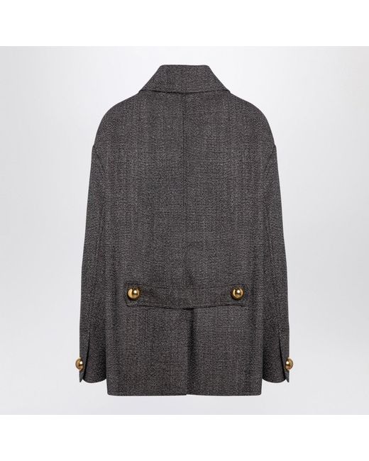 AMI Gray Short Oversized Coat With Weave