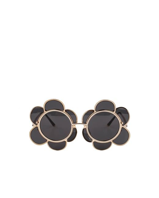 Dolce & Gabbana Gray Special Edition Blumen Sonnenbrille