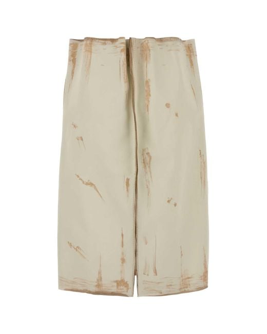 Prada Natural Sand Leather Skirt