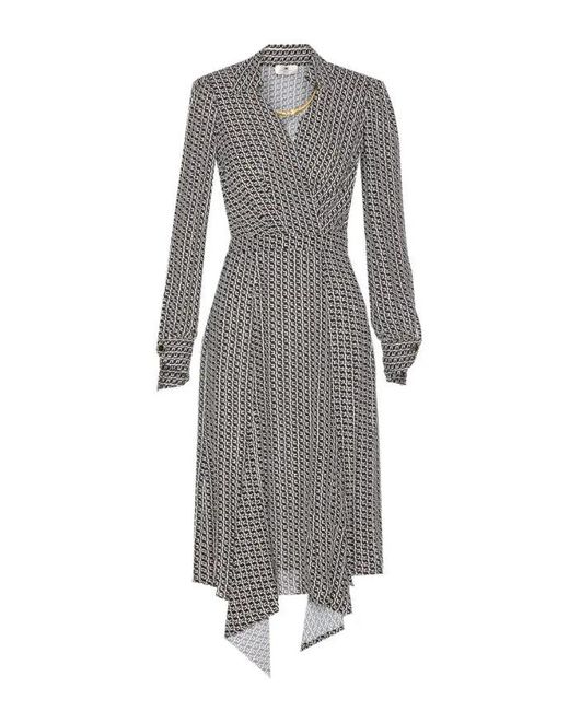 Elisabetta Franchi Gray Geometrisches Druckkleid