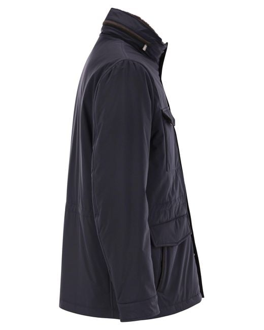 Fedeli Blue Trieste Rain Jacket And Shearling for men