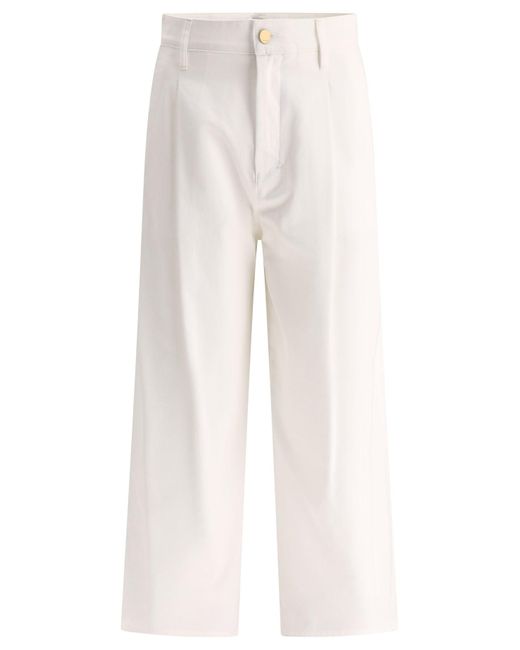 Pantalones de gabardina de algodón de ida y vuelta "Vincent" Max Mara de color White