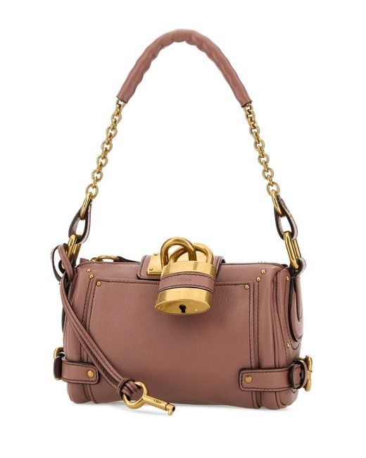 Chloé Brown Antiqued Pink Leather Small Paddington Shoulder Bag