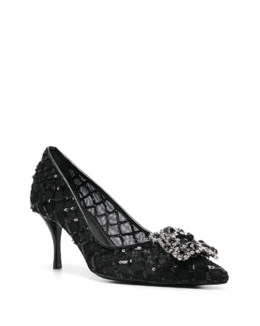 Roger Vivier Black Flower Strass Pumps