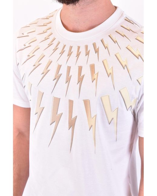 Neil Barrett White Lightning Bolt Graphic Tee for men