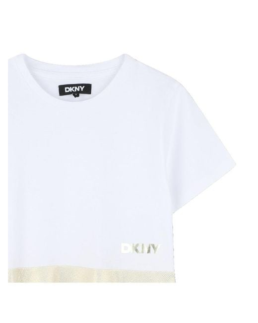 DKNY White Short Sleeve Crewneck Dress