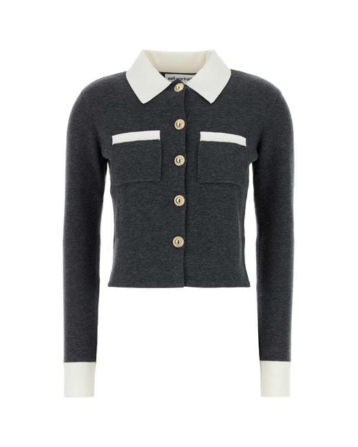 Self-Portrait Black Contrast Collar Cardigan