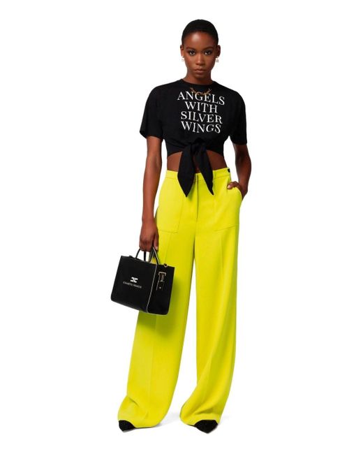 Elisabetta Franchi Yellow Cedar Wide Leg Pants