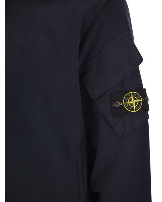 Stone Island Hoodie Met Zakken Met Rits En Mouw in het Blue