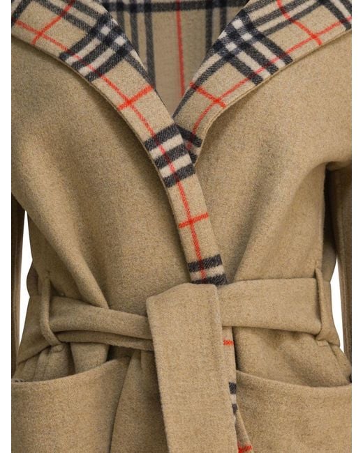 Abrigo de lana reversible de Burberry de color Natural
