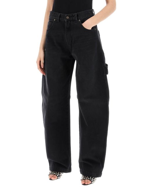 DARKPARK Black Audrey Cargo Jeans mit gekrümmtem Bein